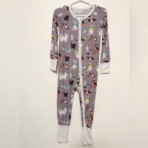 Grey Cozy Cats Animal Print One Piece Pajamas
